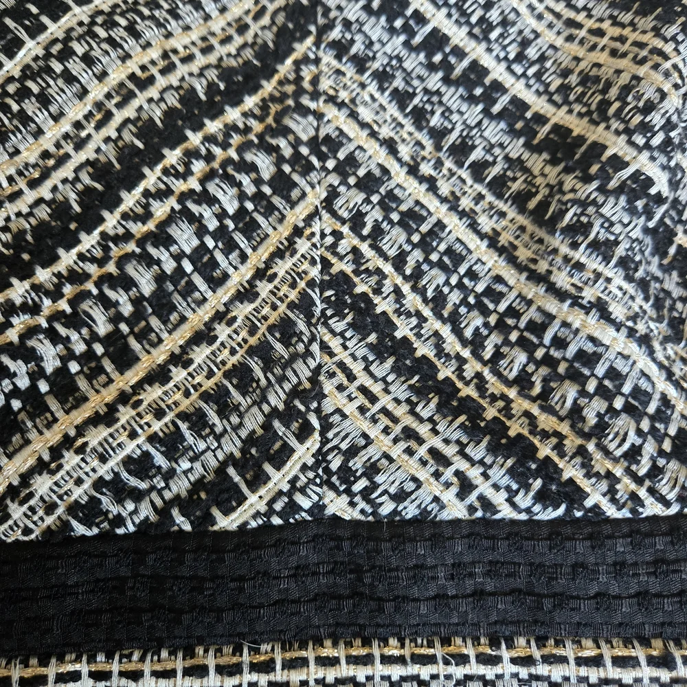 H&M Woven Textured Mini Dress with Cap Sleeves, Full Lined - Black, Cream & Gold - Picture 4 of 4